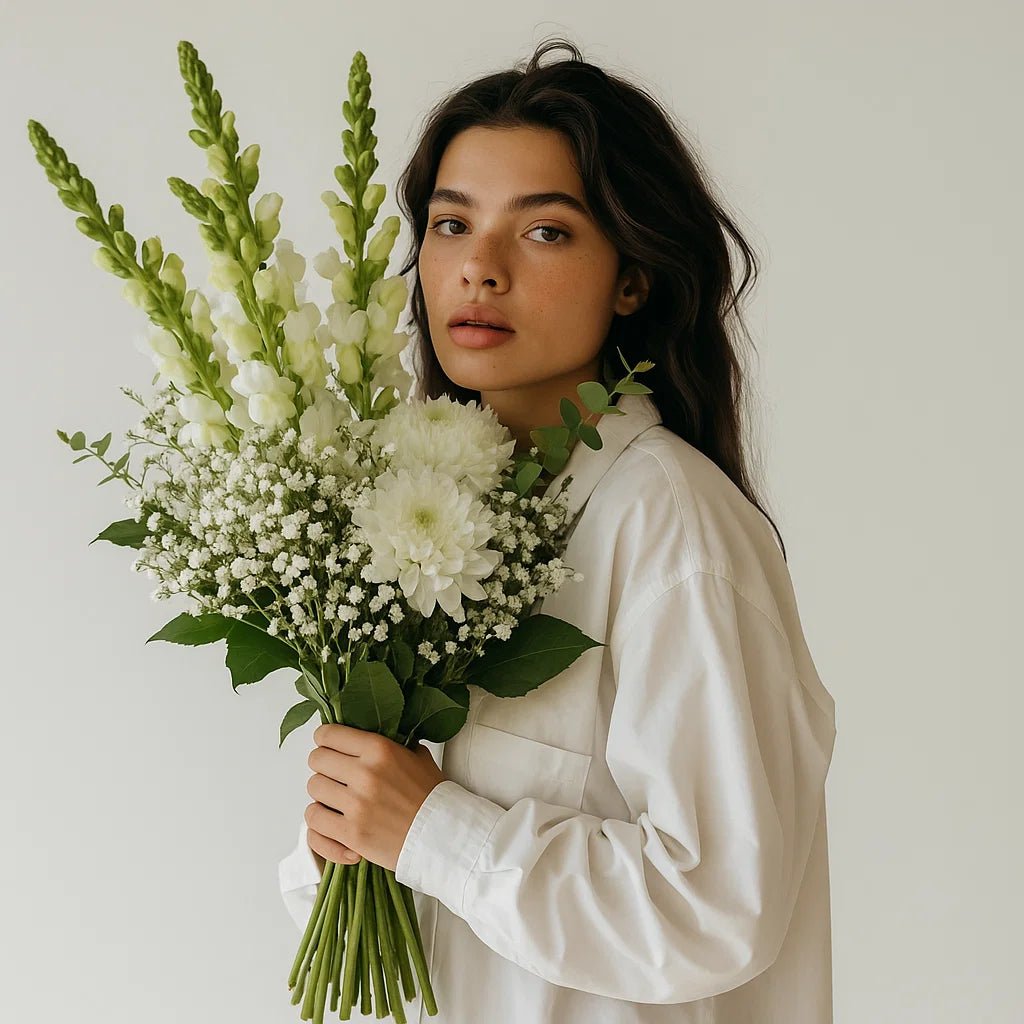 Mojácar | Ramo de Margaritas, Crisantemo y Antirrhinum Blanco - Persa Flores