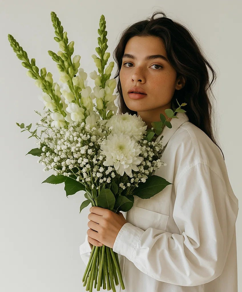 Mojácar | Ramo de Margaritas, Crisantemo y Antirrhinum Blanco - Persa Flores