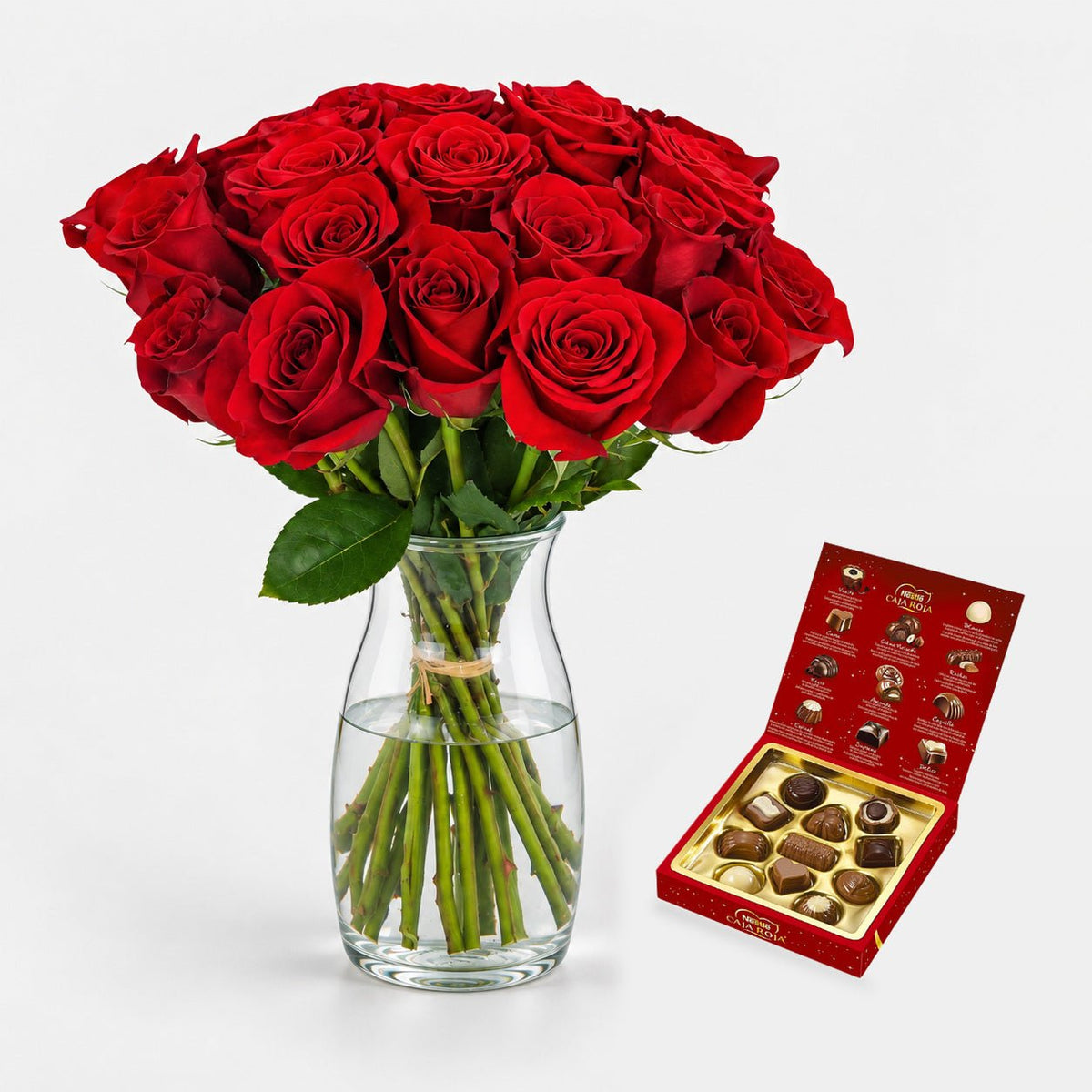 Rosas Rojas + Chocolates + Jarrón 🔥OFERTA🔥
