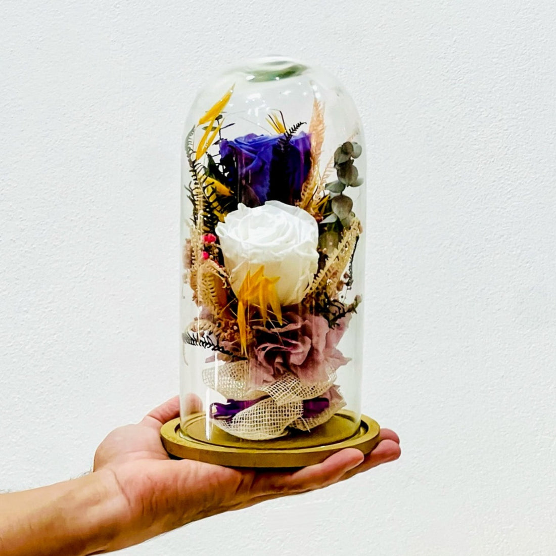 Cúpula Rosa Blanca y Purpura Preservada - Persa Flores